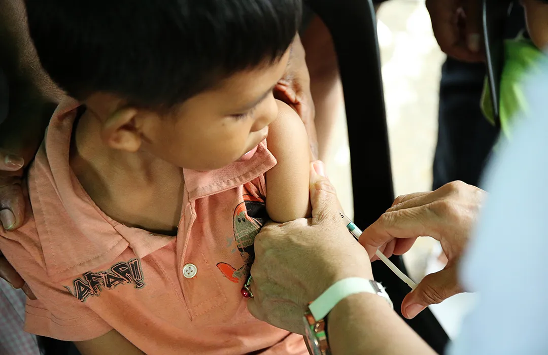 Child vaccinated for preventing severe illness