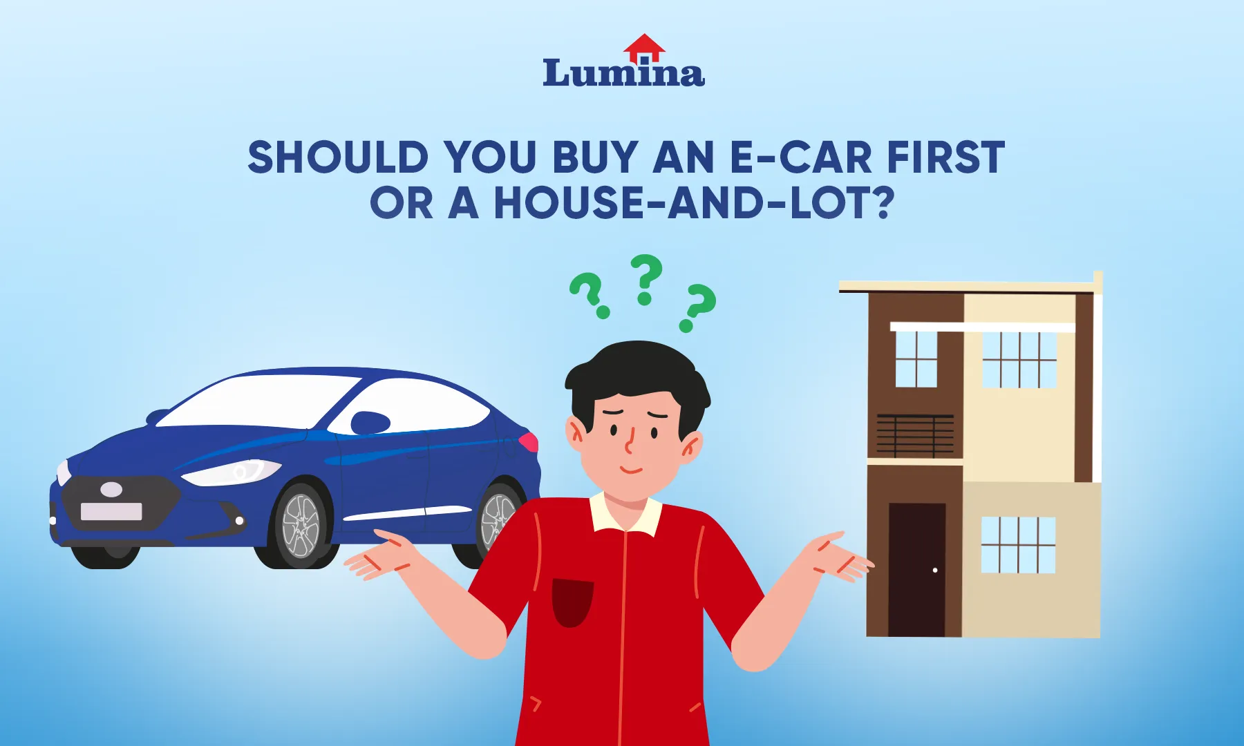 Should you buy an e car first or a house and lot banner