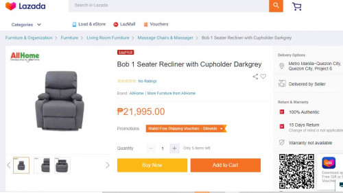 Lumina Homes Gift Suggest for Fathers Day Relaxing Chair in Lazada Store of AllHome