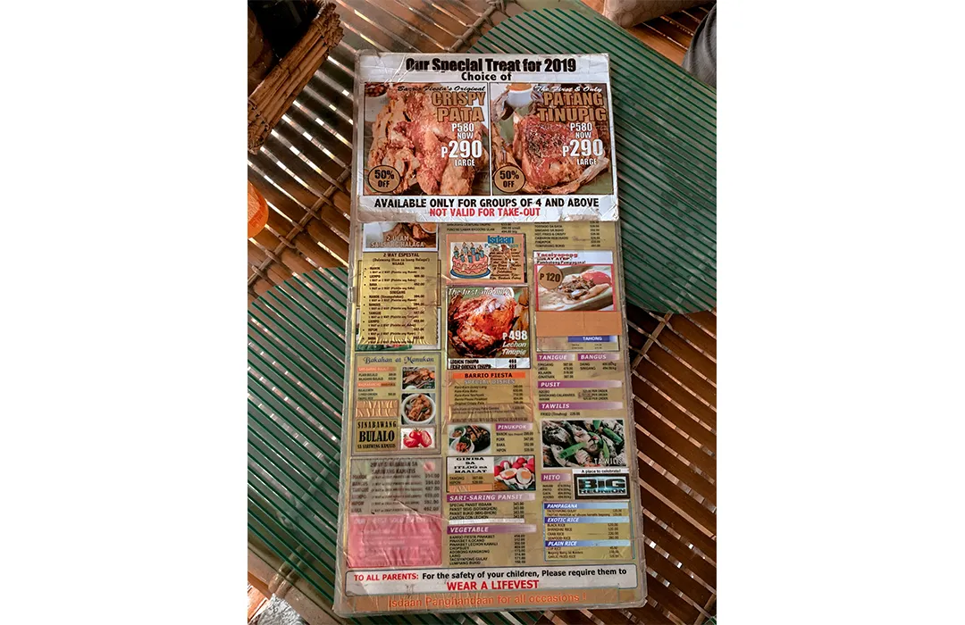 Showing results of food menu of Isdaan Floating restaurant