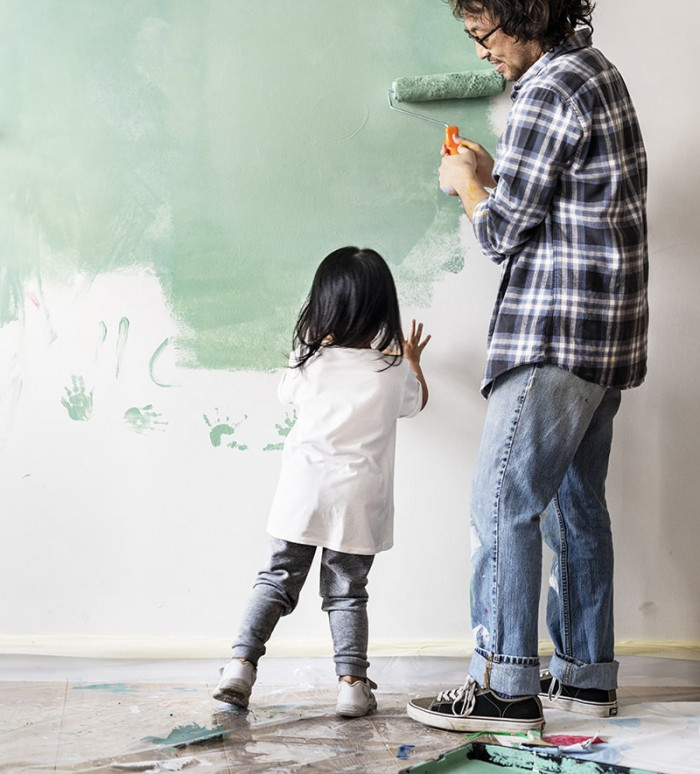 asian family renovating house