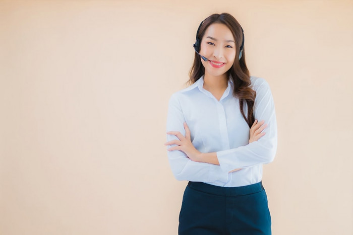 portrait beautiful young asian business woman with headphone call center lumina homes house and lot for sale philippines