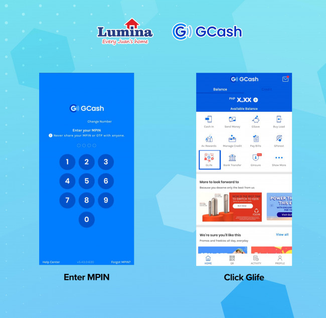 step 1 gcash glife lumina homes