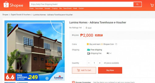 Lumina Homes Adriana Townhouse in Shopee
