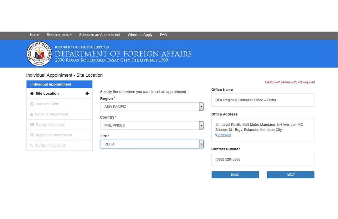 Passport application process issued by the Philippine government
